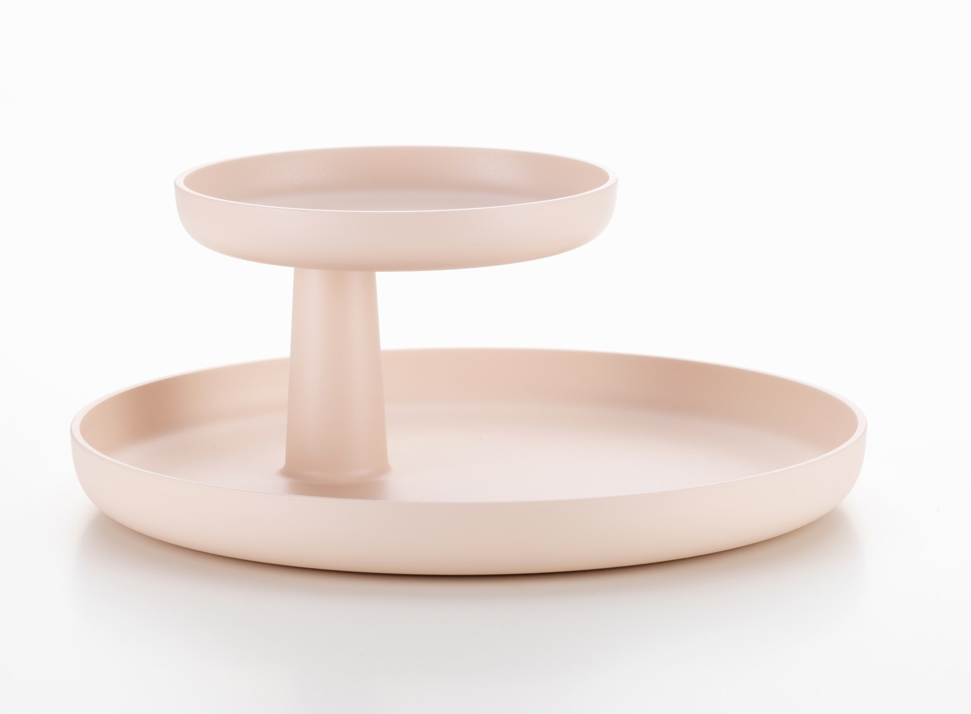 Beige Vitra Rotary Tray Tablett mit zwei Ebenen für Wohnzimmer oder Büro.