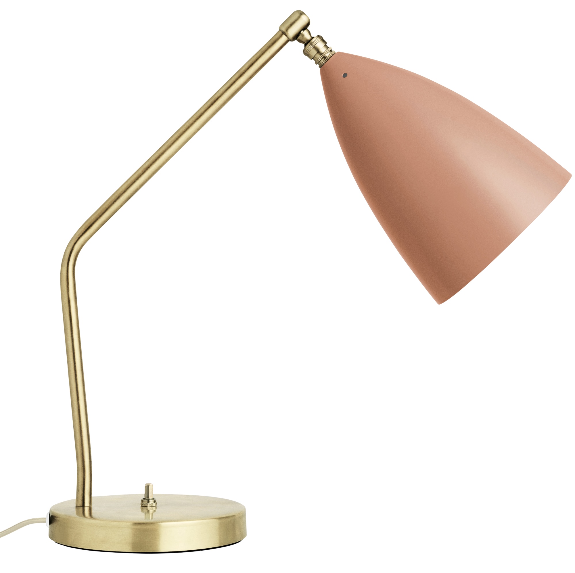 Gräshoppa Tischleuchte von Gubi in Bronze und Rosa, eine moderne Schreibtischlampe für Büro und Zuhause.