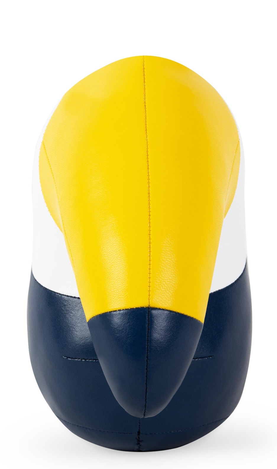 Detailaufnahme der Züny Toucan Toco Buchstütze in Mitternachtsblau, Gelb und Weiß. Dekorative Tierfigur.