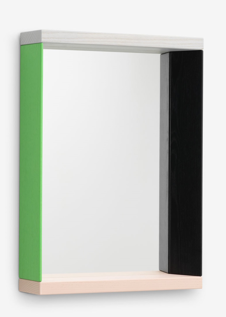 Colour Frame Mirrors Spiegel Vitra mit grünem, schwarzem und hellem Holzrahmen, moderne Wanddekoration.