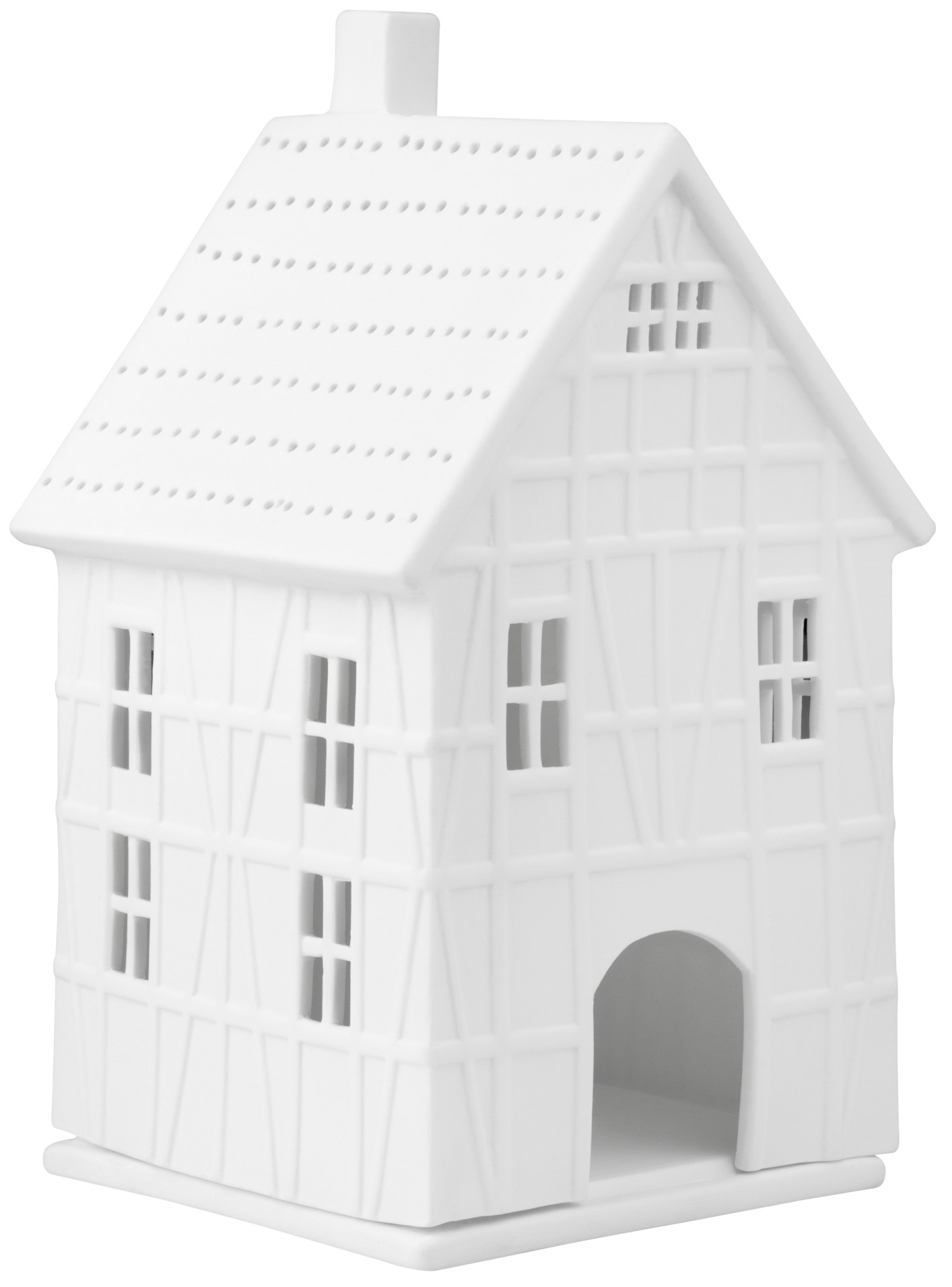 Weißes Living Lichthaus im Fachwerkstil von Räder, groß, für stimmungsvolle Beleuchtung.