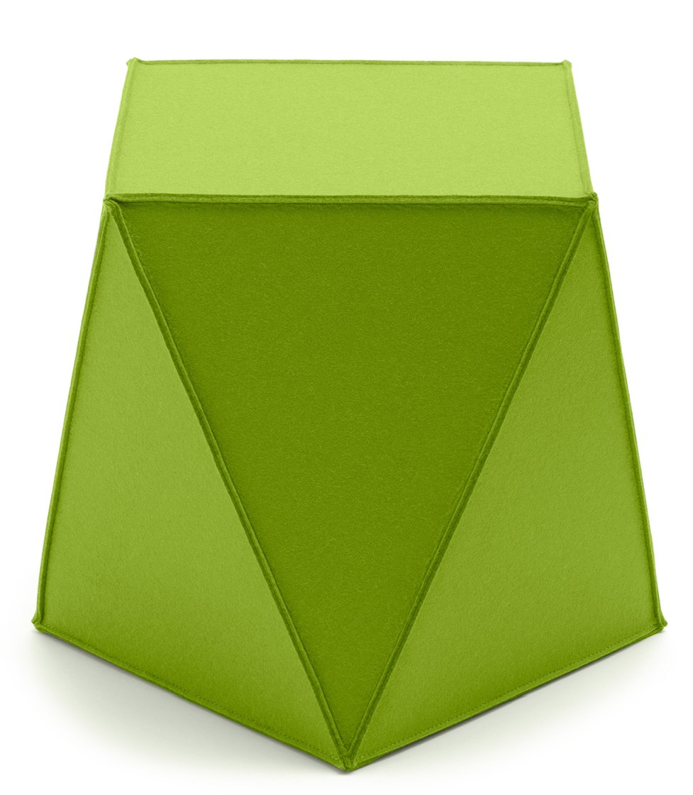 Brilli Sitzmöbel von HEY-SIGN, ein grüner, moderner Hocker aus Filz für Wohnzimmer und Büro.