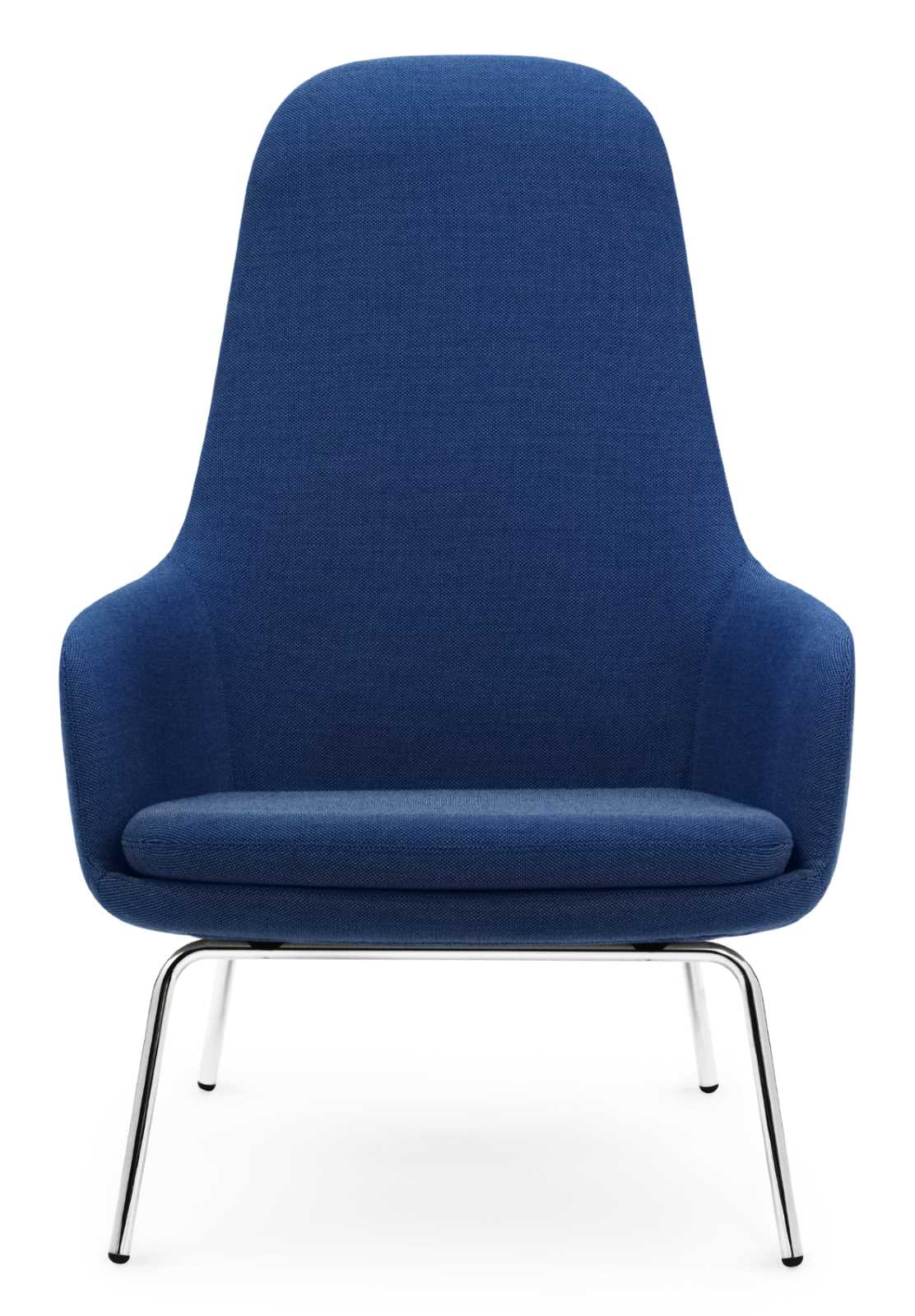 Blauer Era Lounge Chair Sessel hoch von Normann Copenhagen mit Chromgestell.