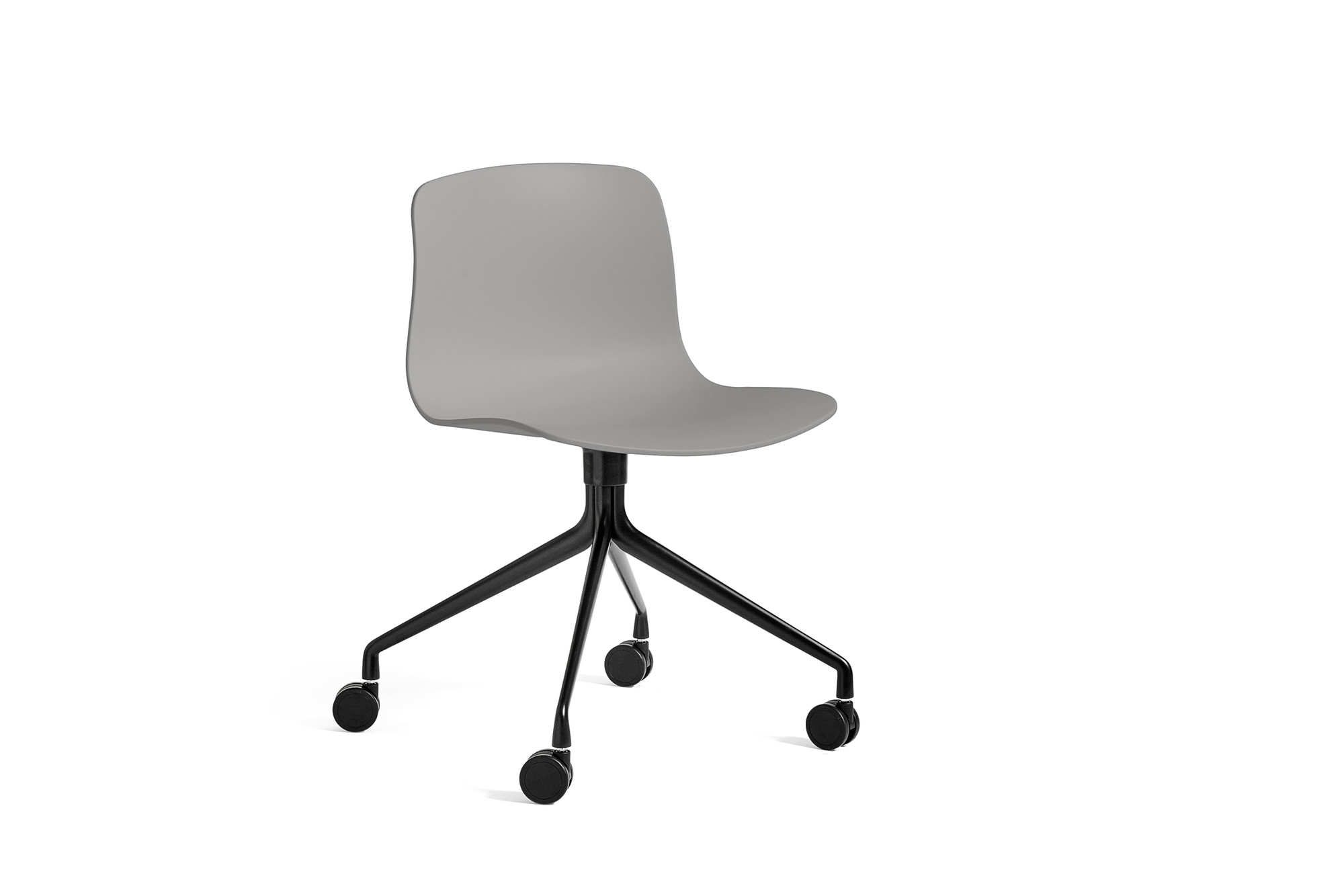 Grauer Hay AAC 14 Stuhl mit schwarzem Drehgestell und Rollen, Bürostuhl für Homeoffice.