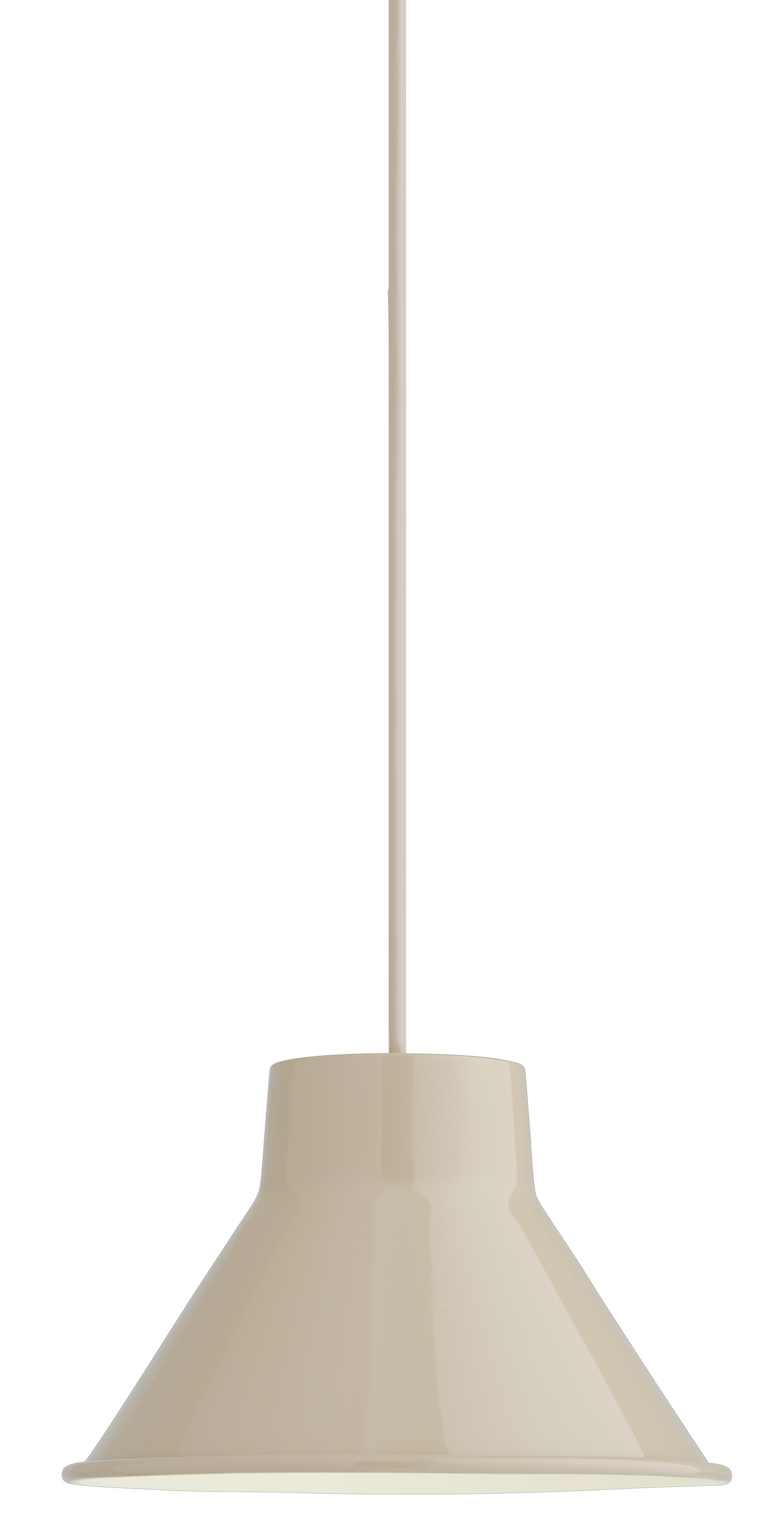 Moderne graue Muuto Top Pendant Pendelleuchte 36 cm mit Kegelförmigem Lampenschirm und Kabel.