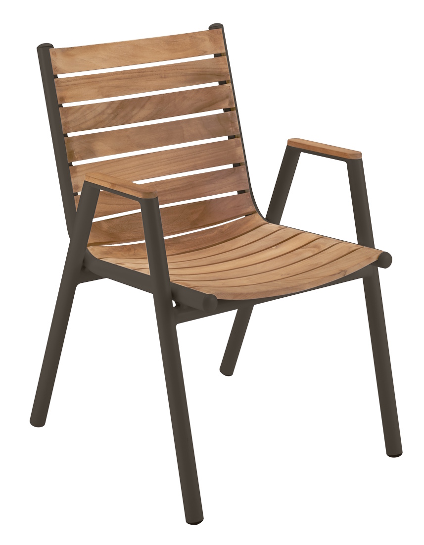 Pilotis fauteuil met armleuningen, teakhout, voor buiten, Fermob