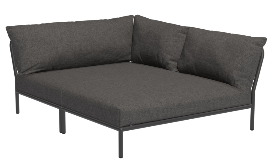 Graues Level 2 Cozy Corner Outdoor Sofa von Houe mit Kissen und Stahlrahmen.