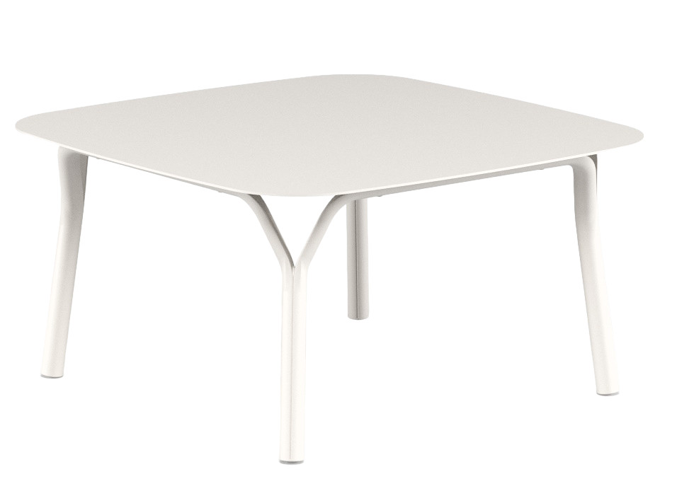 Weißer, quadratischer Emu Angel Outdoor Tisch, niedriger Beistelltisch für Garten und Terrasse.