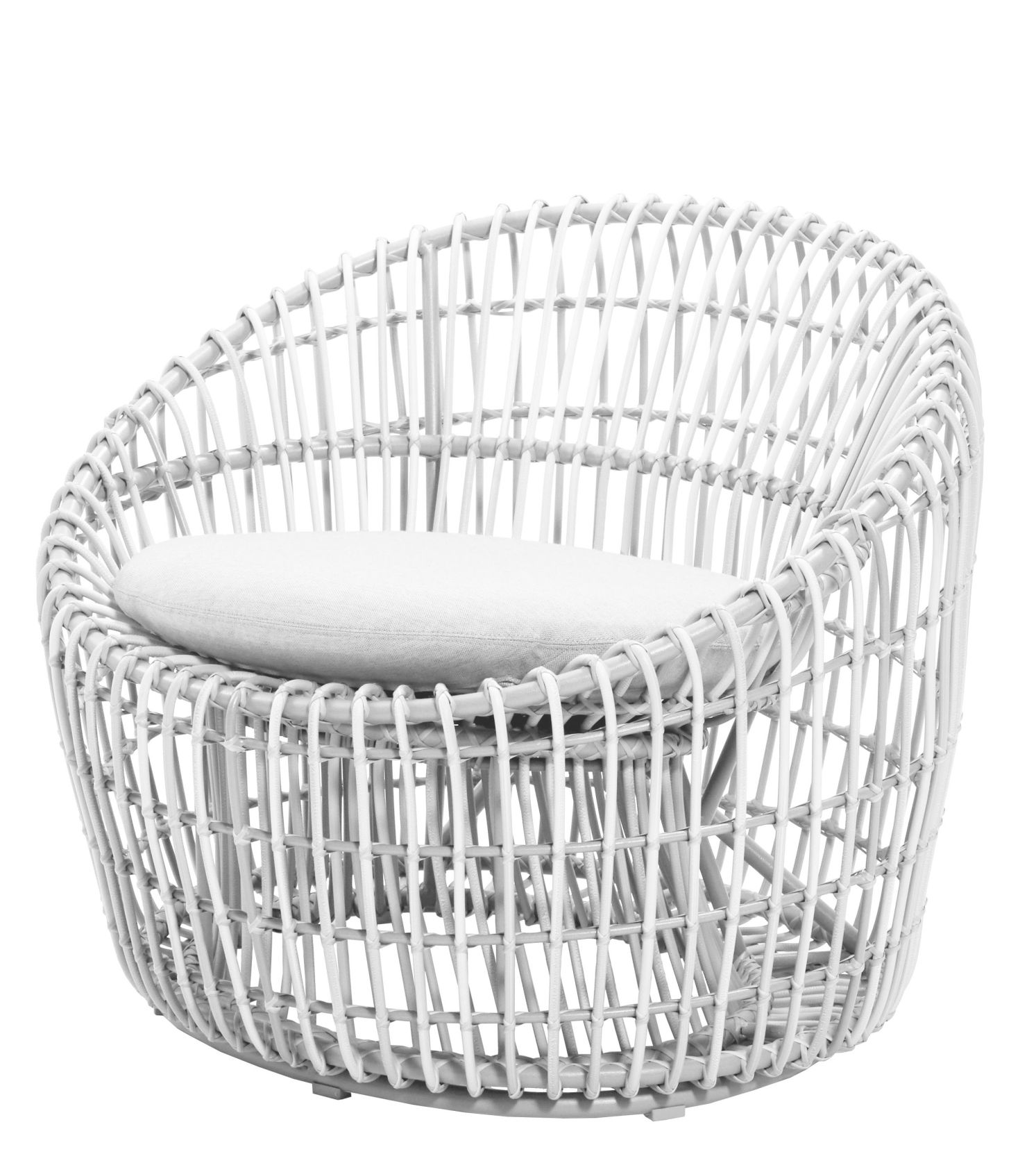 Nest Outdoor ronde fauteuil met kussens, Cane-Line frame wit / kussens wit