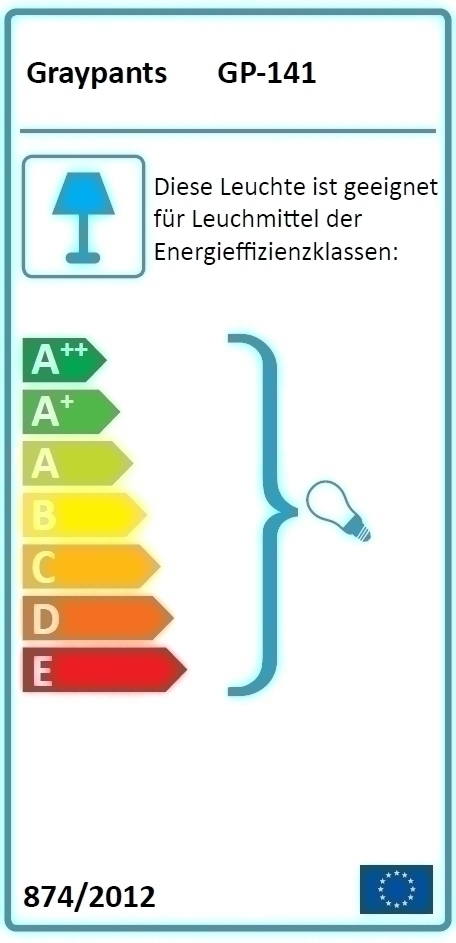 Graypants Disc16 Scraplights Hängeleuchte: Energieeffizienzlabel mit den Klassen A++ bis E.