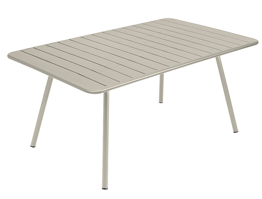 Luxembourg Tisch von Fermob, rechteckiger Gartentisch aus Aluminium in Steingrau, ideal für den Außenbereich.