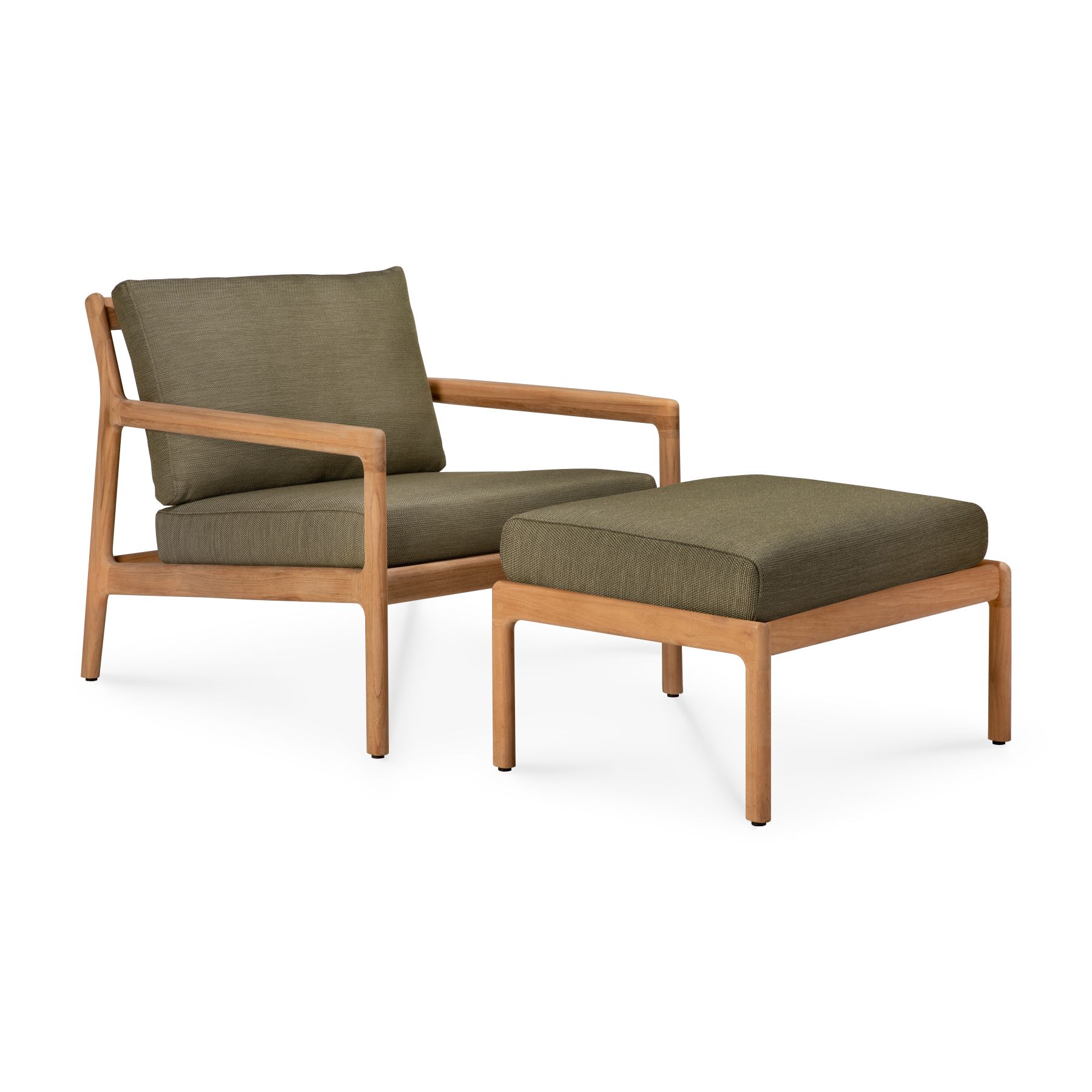 Jack Outdoor-loungestoel van teakhout met groene bekleding van Ethnicraft