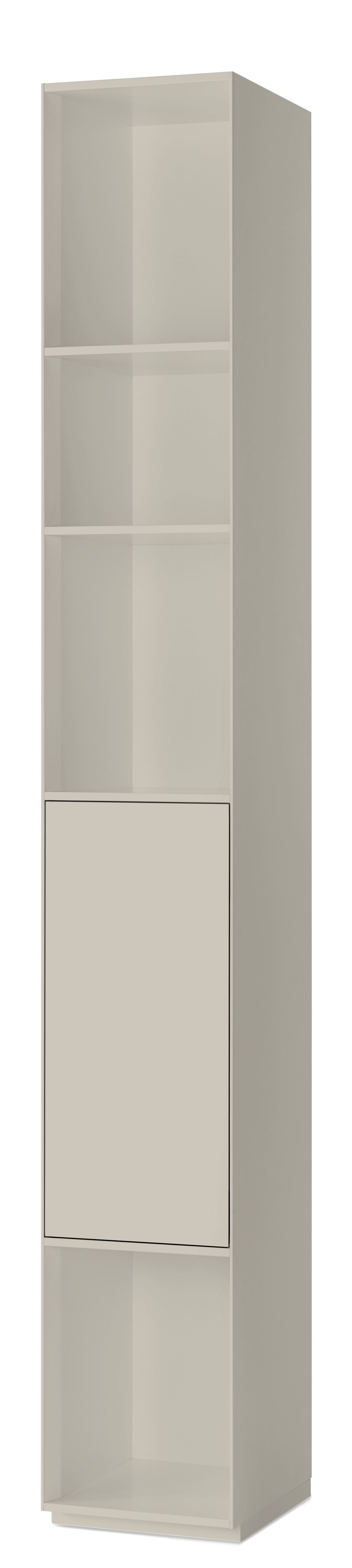 Piure Nex Pur Regal mit Tür und Fachboden in Beige, modernes Wohnzimmermöbel.
