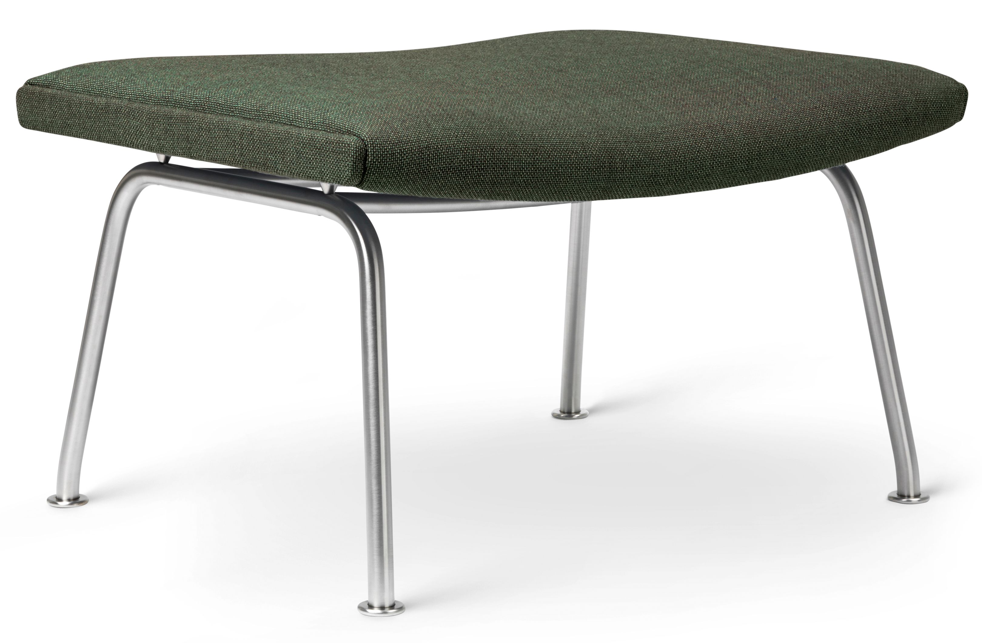 CH446 Fußhocker Passion 7101 von Carl Hansen & Søn mit grüner Polsterung und Stahlgestell.