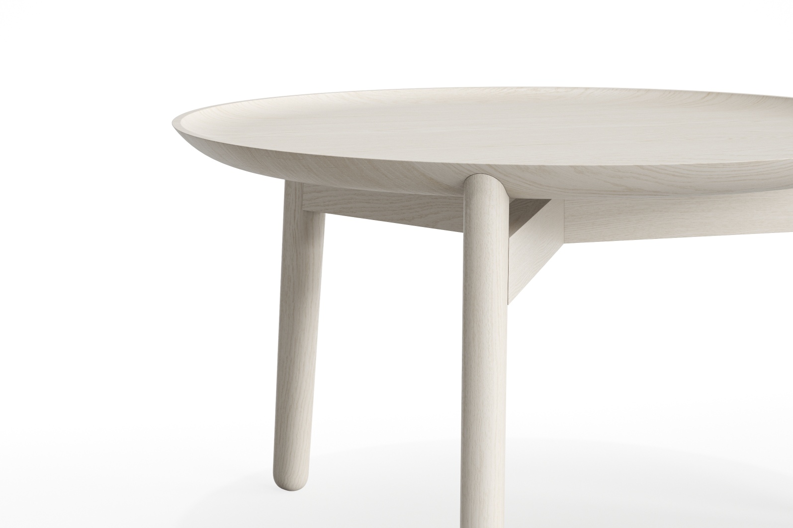 Plaisir Beistelltisch aus hellem Holz, runder Tisch mit drei Beinen, modernes Design für Wohnzimmer.