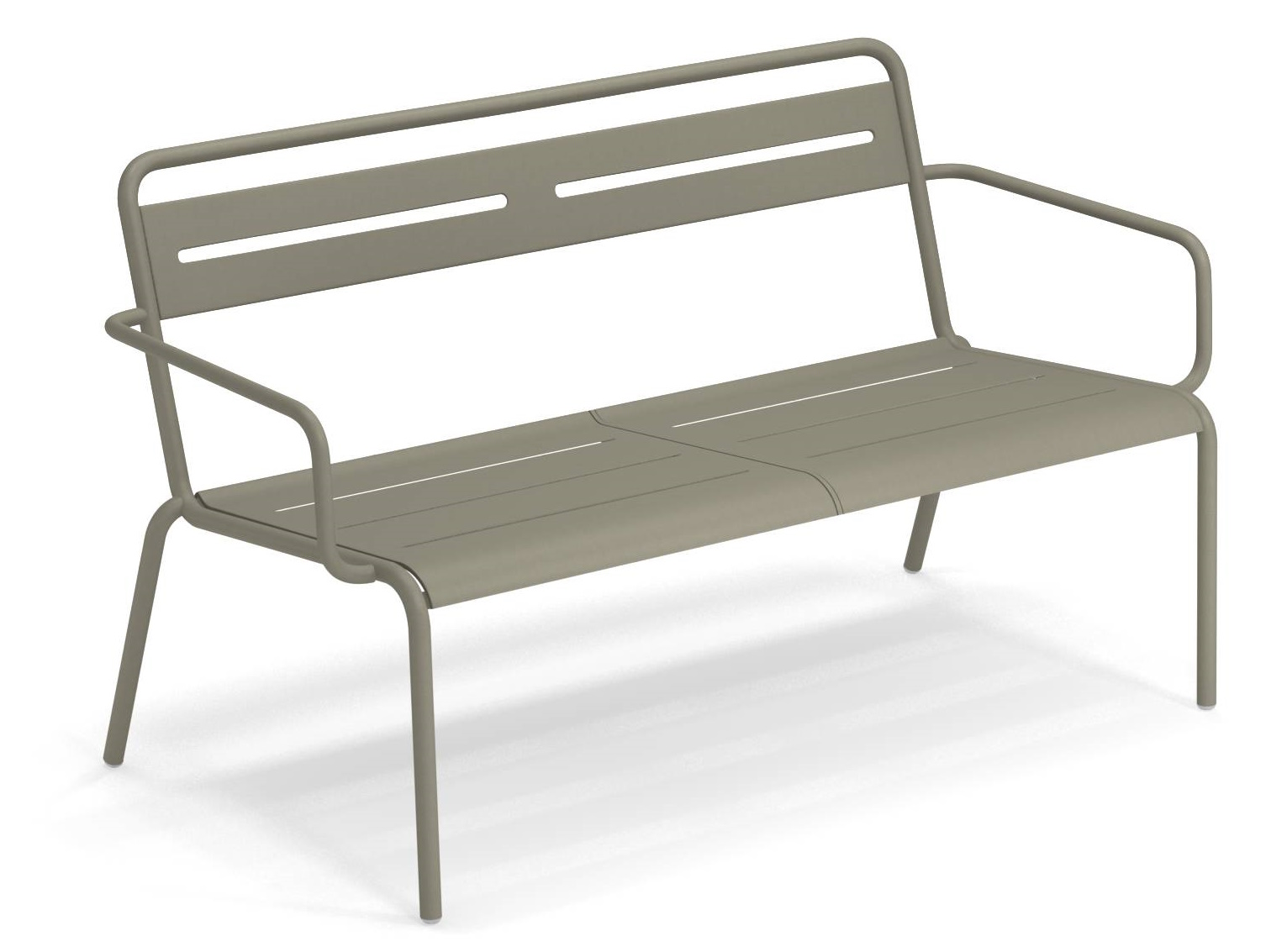 Star Sofa Outdoor Emu: Moderne Gartenbank aus Metall in Taupe, ideal für Terrasse und Balkon.