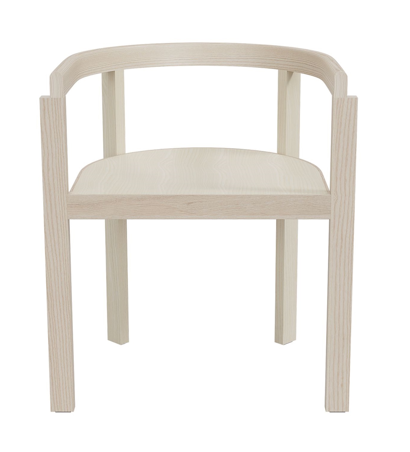 Heller Holzstuhl von Fritz Hansen, Frontansicht, ideal als Esszimmerstuhl oder Bürostuhl.