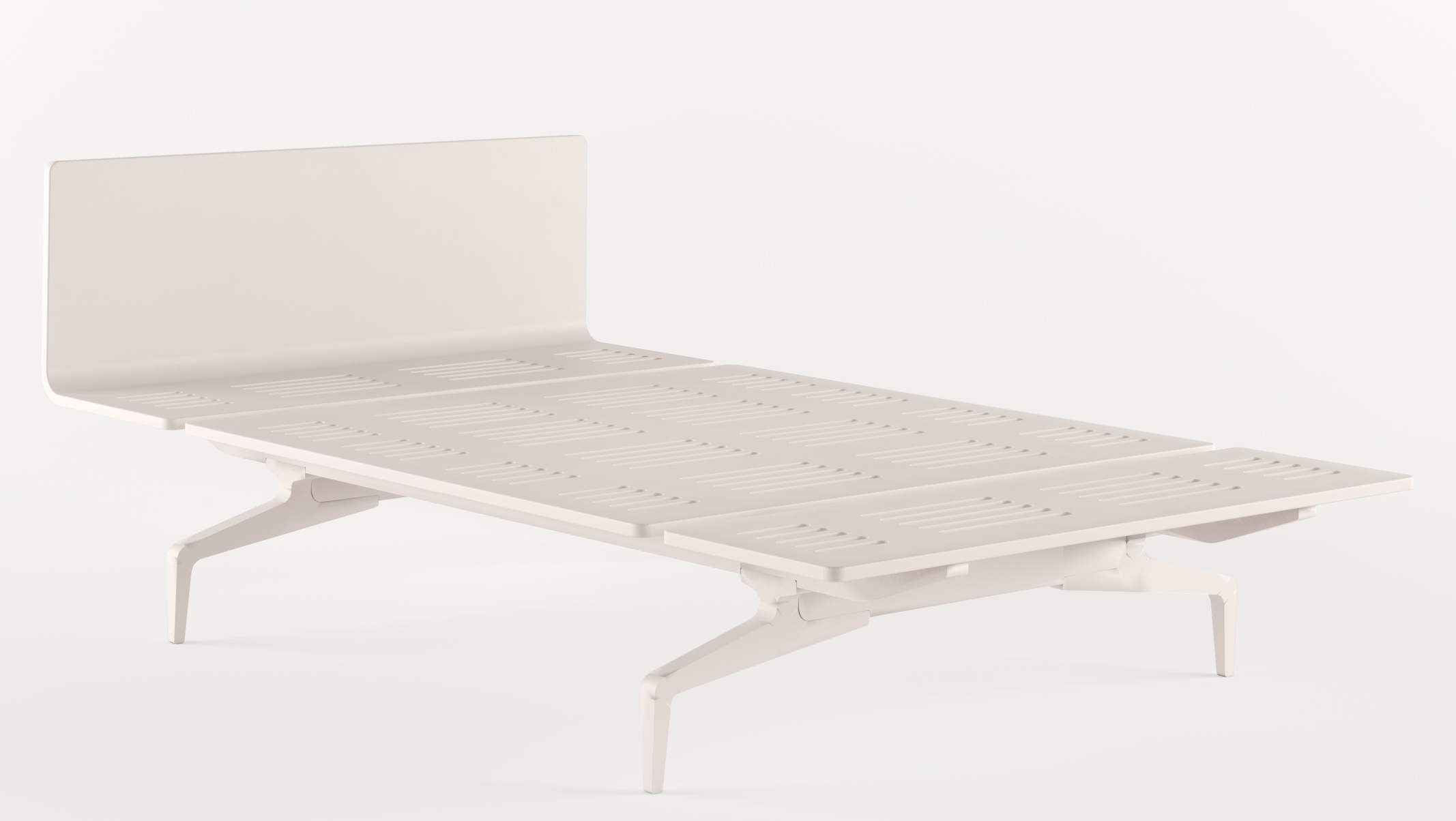 Legnoletto Bett von Alias in Weiß, modernes Design mit Lattenrost und minimalistischem Kopfteil.