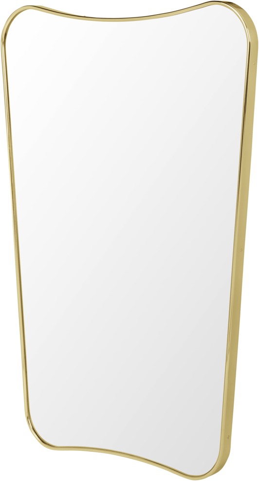 F.A. 33 Wandspiegel von Gubi: Medium Spiegel mit goldenem Rahmen für stilvolle Wanddekoration.