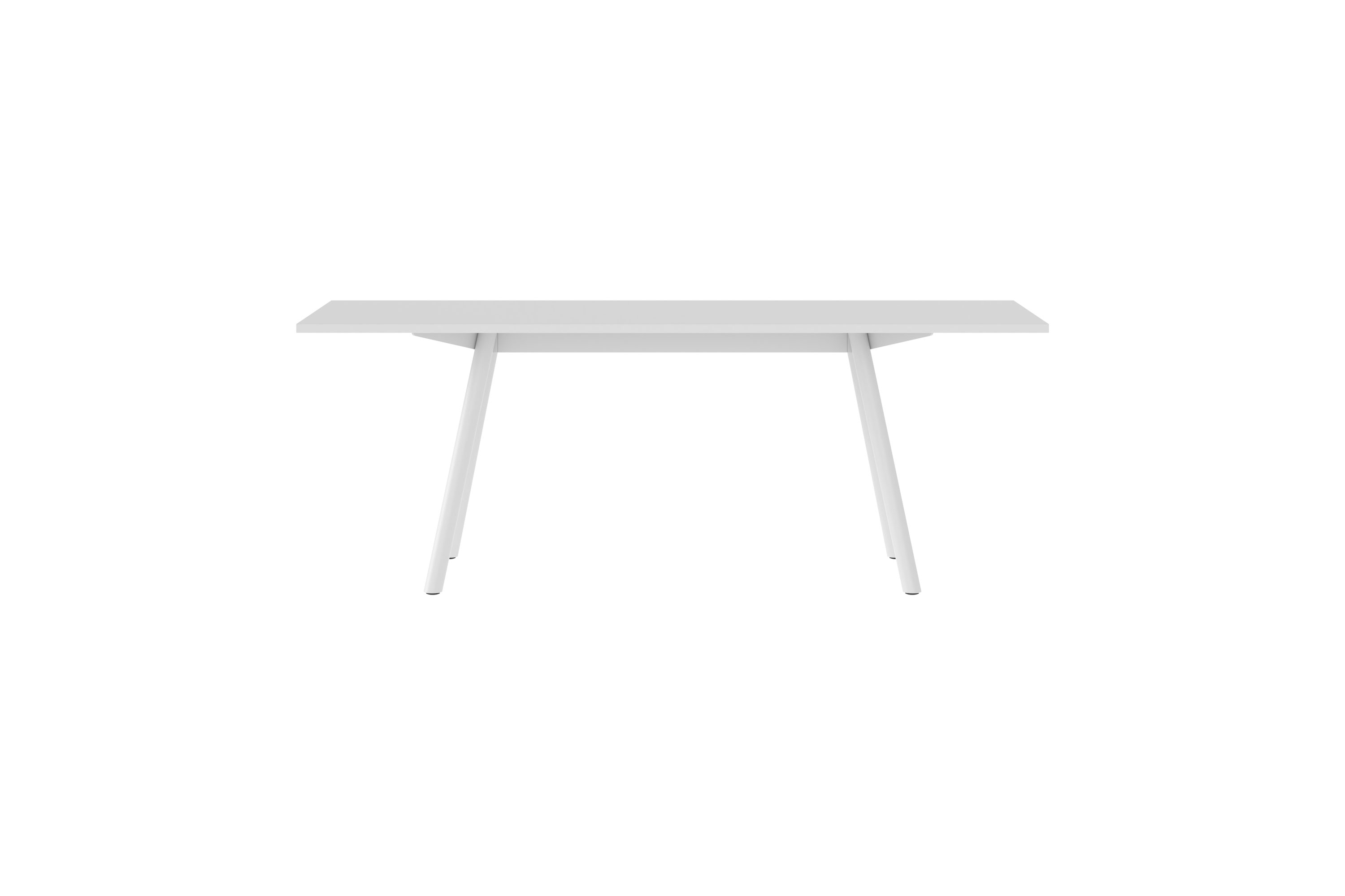 Weißer New Tendency Masa Tisch mit minimalistischem Design und pulverbeschichteter Tischplatte.