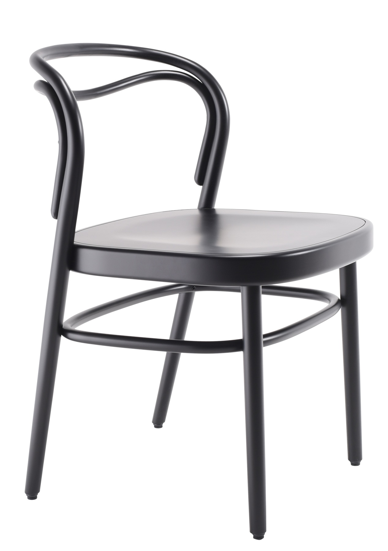 Schwarzer Beaulieu Stuhl von Wiener GTV Design, Bugholzstuhl mit gebogener Rückenlehne und Sitzfläche, modernes Möbeldesign.