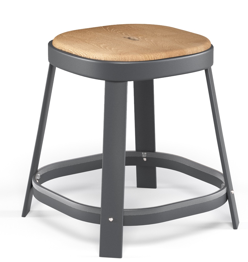 Thor Dining Stool Barhocker von Emu für den Außenbereich mit Sitzfläche in Holzoptik.
