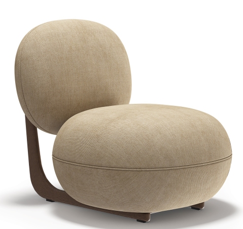 NORR11 Copper Lounge Chair Sessel mit Holzgestell in Beige, modernes Design für Wohnzimmer und Lounge-Bereiche.