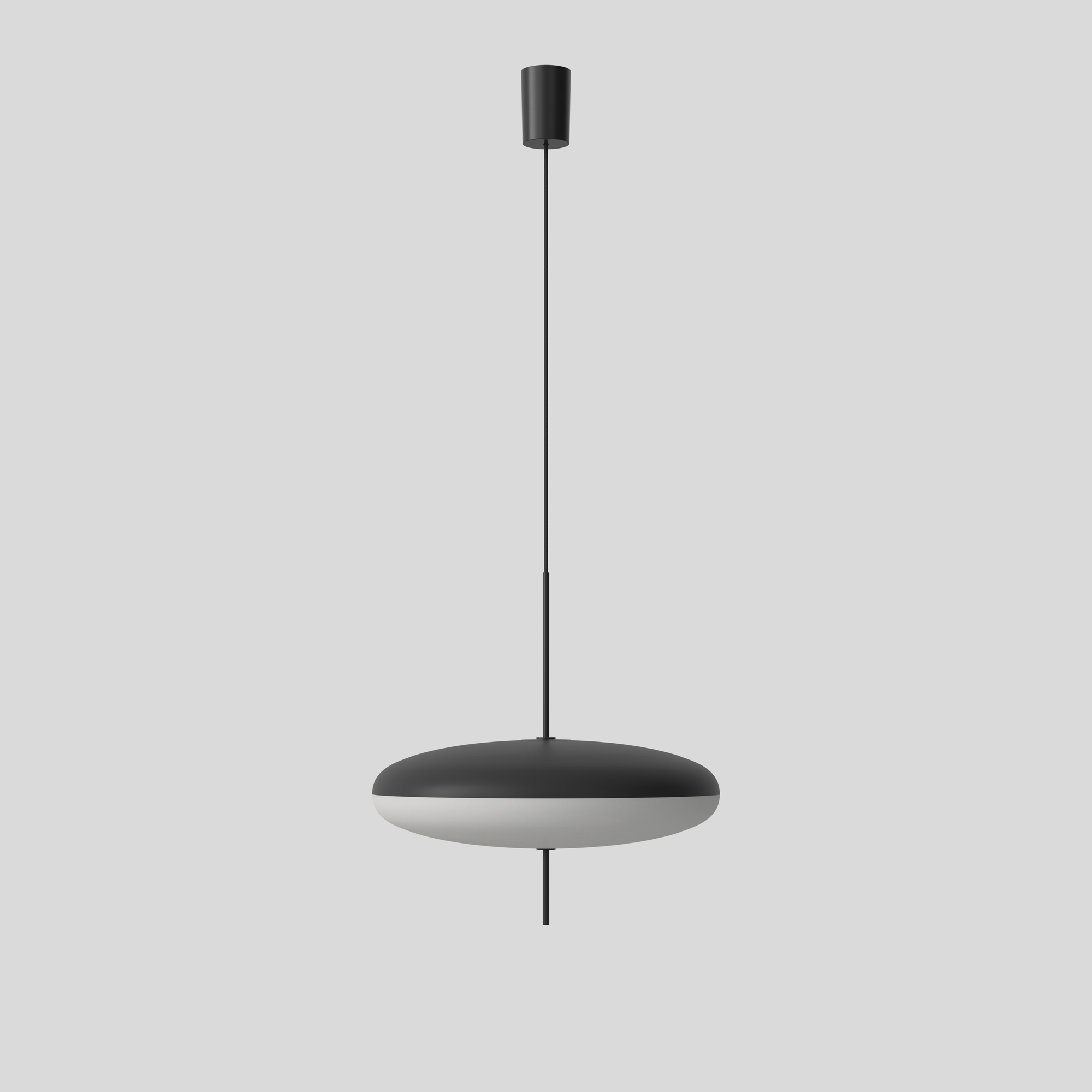 Model 2065 Deckenleuchte: Schwarz-weißer Diffusor mit schwarzer Hardware und Kabel von Astep. EINZELSTÜCK.