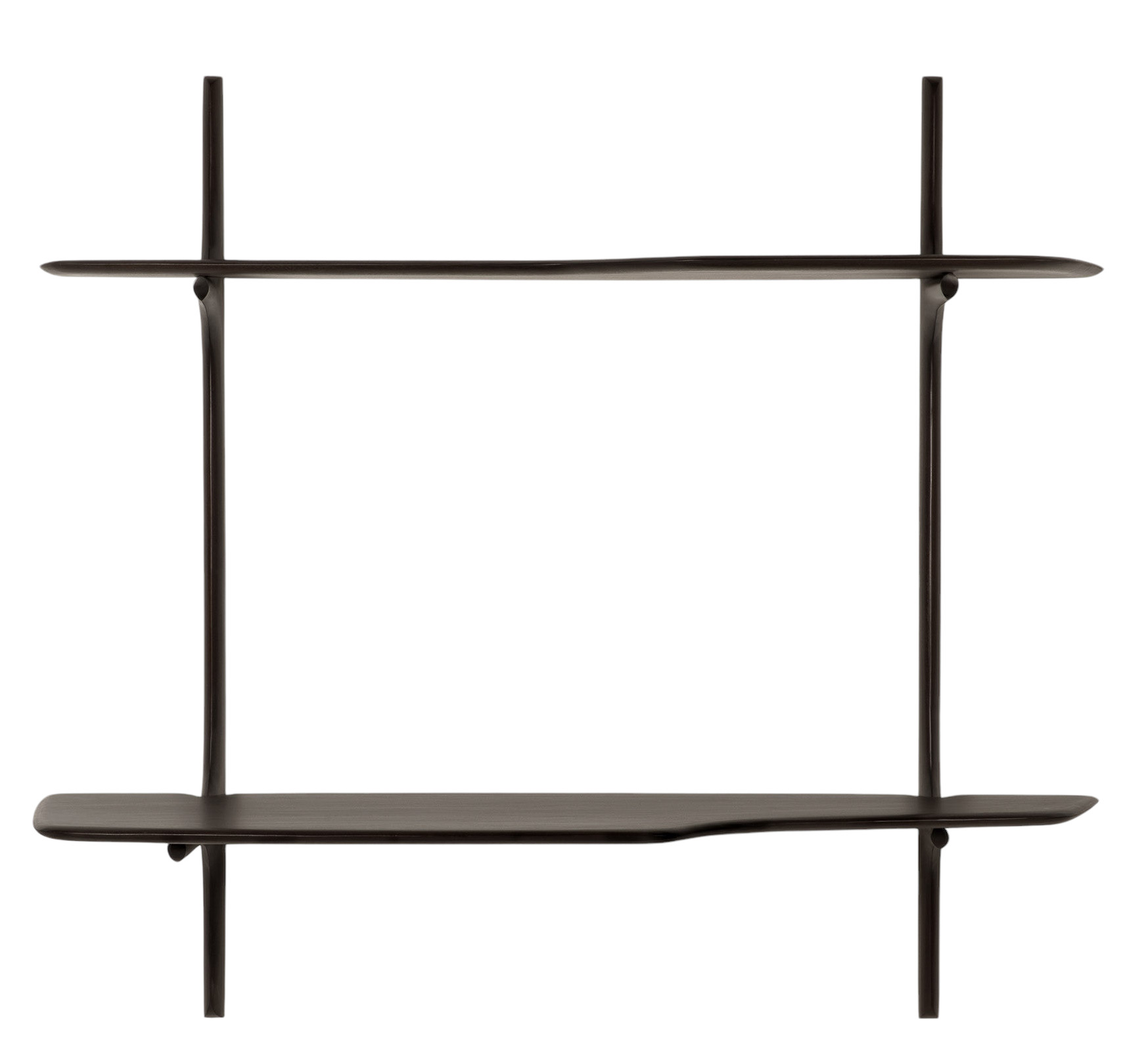 Ethnicraft PI Wandregal Schreibtisch aus dunklem Holz, minimalistisches Design für Büro und Arbeitszimmer.