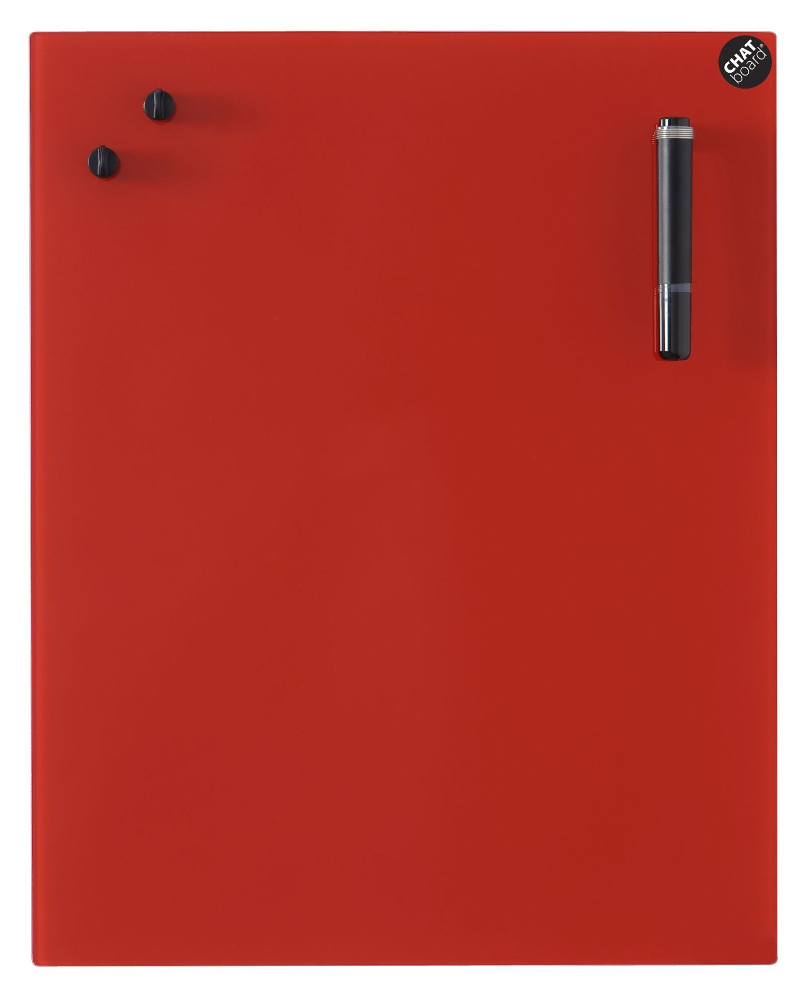Rote Chat Board Classic Glastafel für die Wand, magnetisch, mit Stift und Magneten.