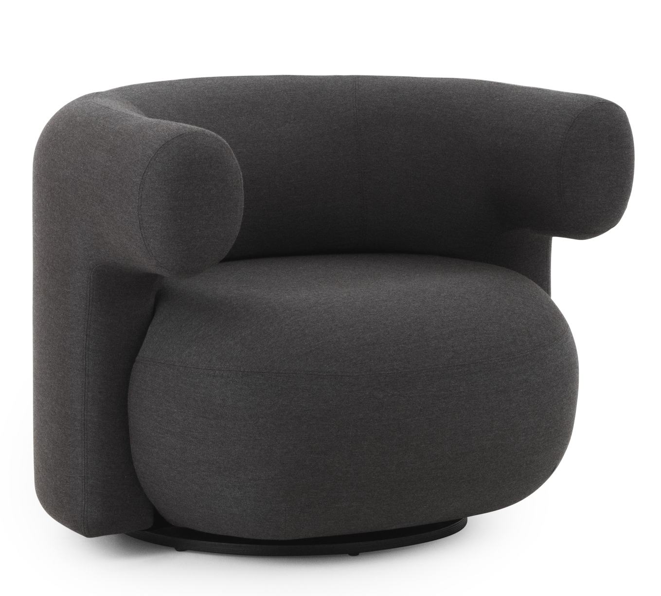 Dunkelgrauer Burra Lounge Chair Sessel von Normann Copenhagen mit Drehfunktion für den Außenbereich.
