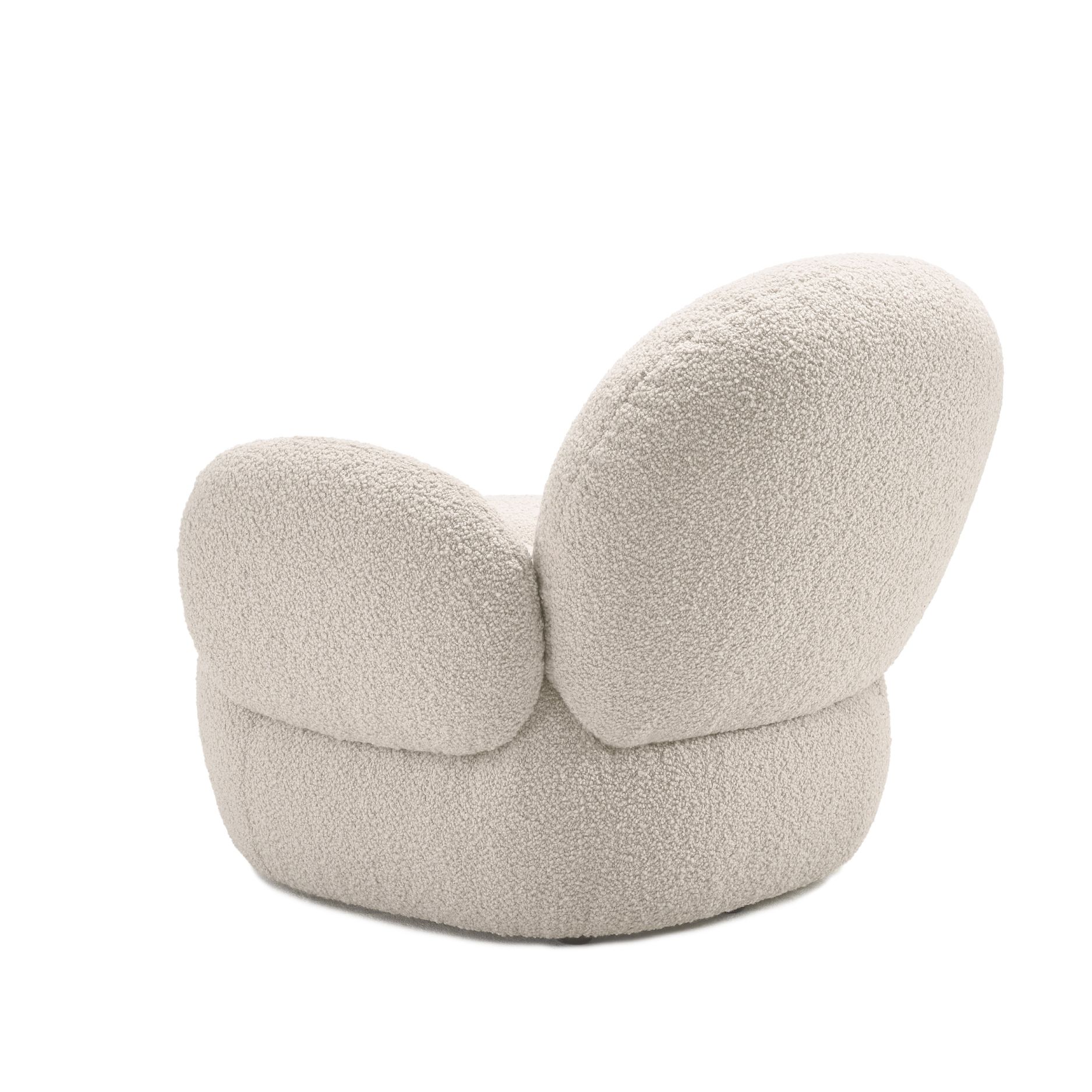 Nana Sessel von Freifrau Manufaktur, Bouclé-Bezug in Creme, modernes Design für Wohnzimmer und Lounge-Bereiche.