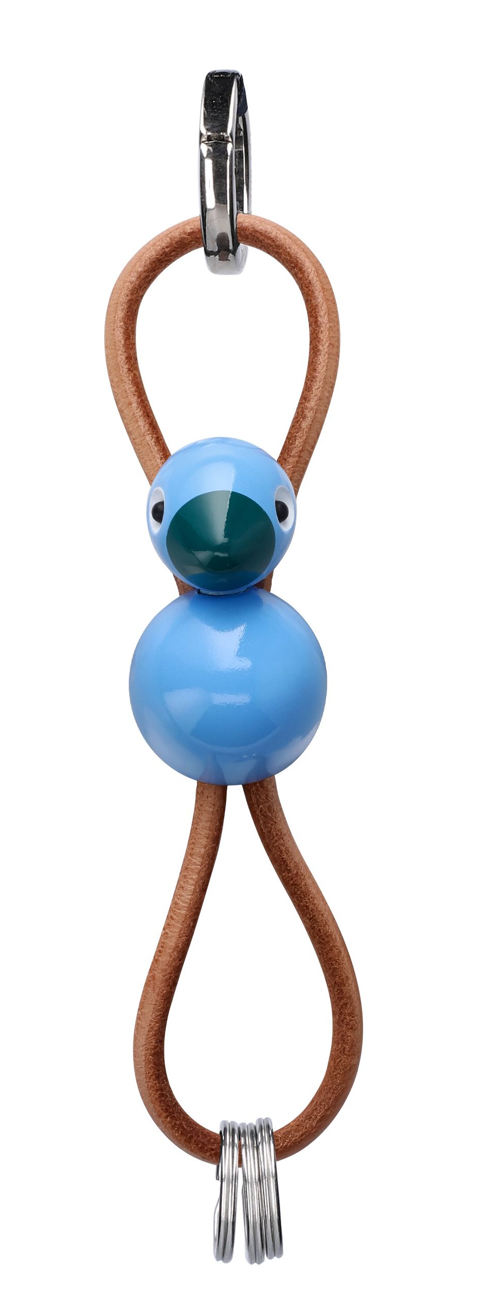 Vogel Blauw sleutelhanger van zilverkleurig metaal met natuurlijk leer Kay Bojesen