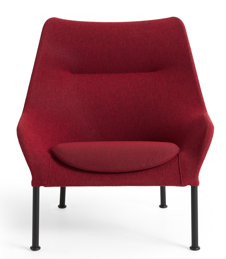 Roter 02 Lounge Chair Sessel von Hay mit schwarzen Beinen, moderner Stoff Sessel für Wohnzimmer.