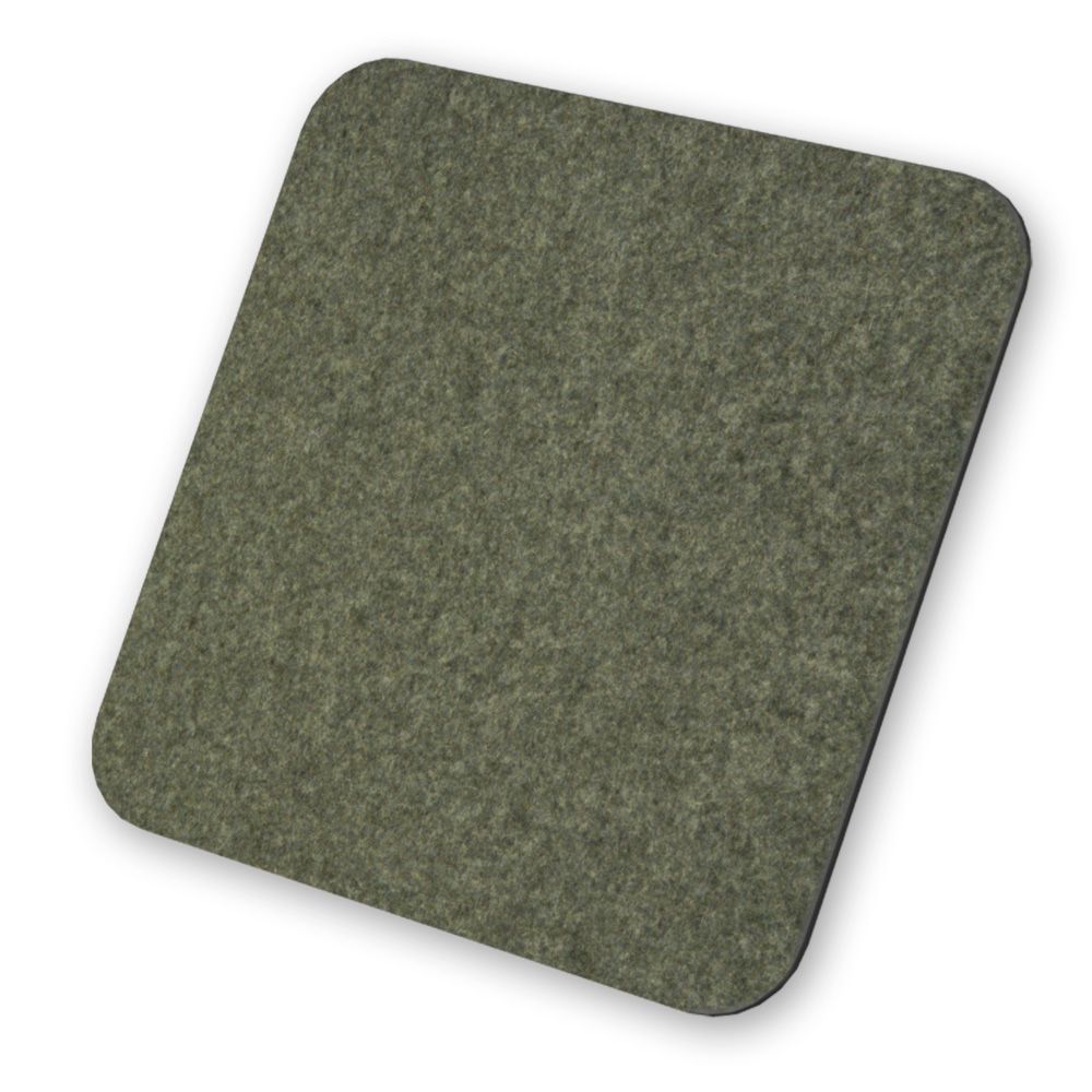 Quadratischer Filzuntersetzer in Olivgrün mit abgerundeten Ecken für Tassen und Gläser.