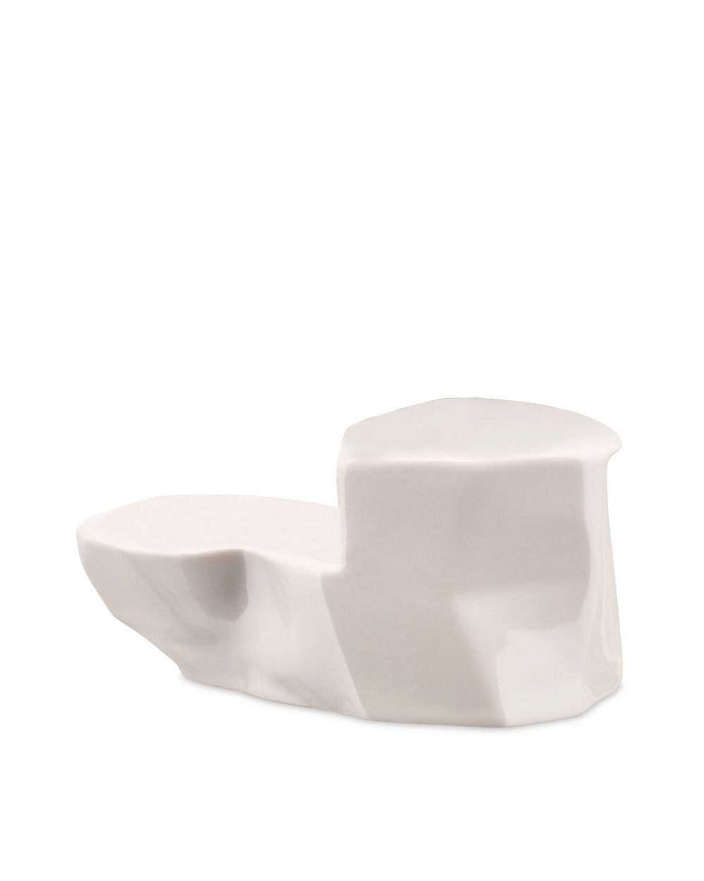 Weiße Alessi La Roccia Porzellanfigur, modernes Designobjekt für Wohnaccessoires und Sammlerstücke.