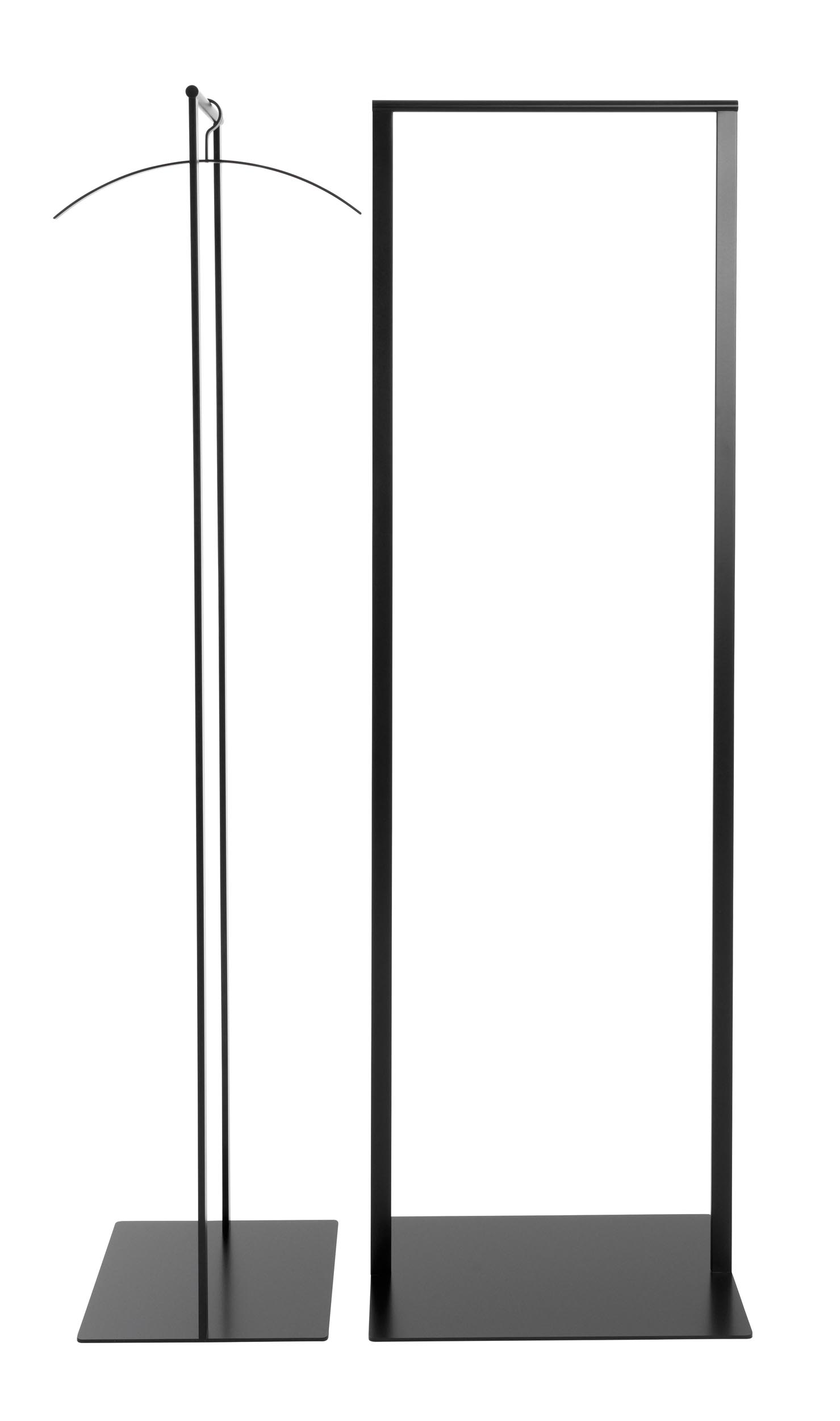 Schönbuch Slim Garderobenständer, minimalistisches Design mit Kleiderbügel und Rahmen, moderne Garderobenlösung in Schwarz.