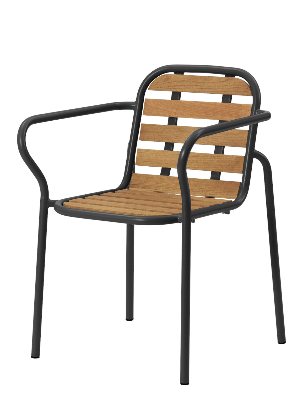 Vig Armchair Wood Armlehnstuhl von Normann Copenhagen für den Außenbereich, Gestell aus Metall und Holz.