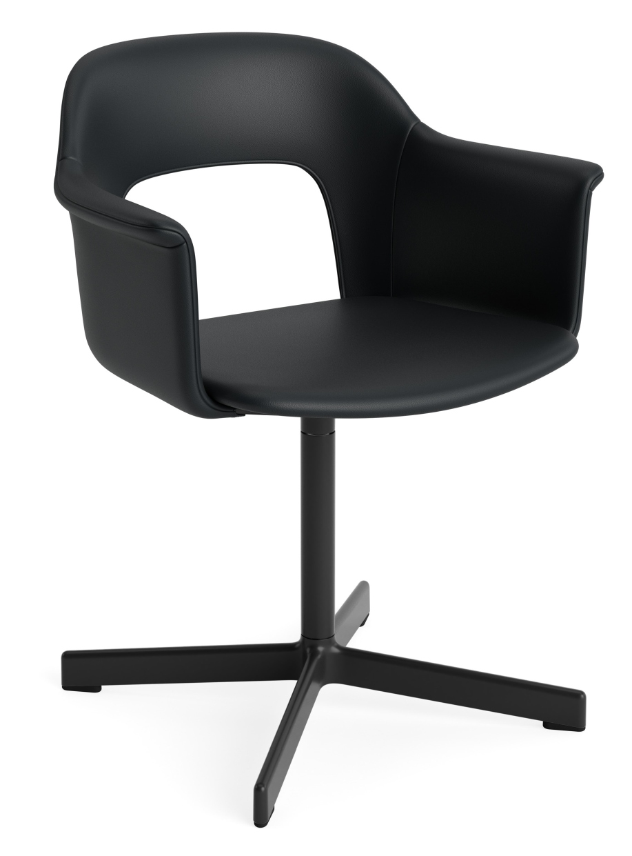 Schwarzer Layout Armchair von Hay mit Armlehnen und Drehfuß für Büro oder Wohnzimmer.