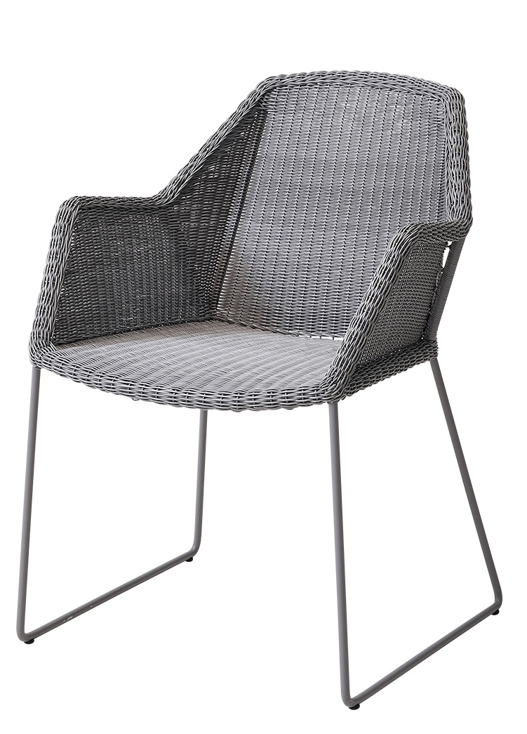 Breeze Outdoor-stoel met sledevoeten, set van 2, Cane-Line lichtgrijs 