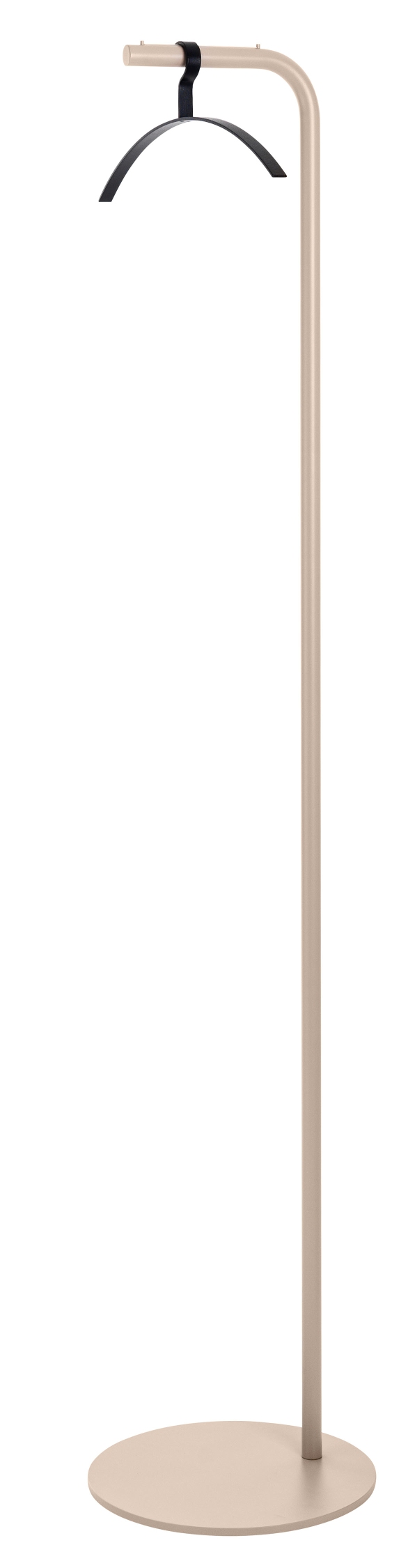 Schönbuch Bow Garderobenständer in Beige mit schwarzem Bügel, moderner Kleiderständer für Flur und Diele.