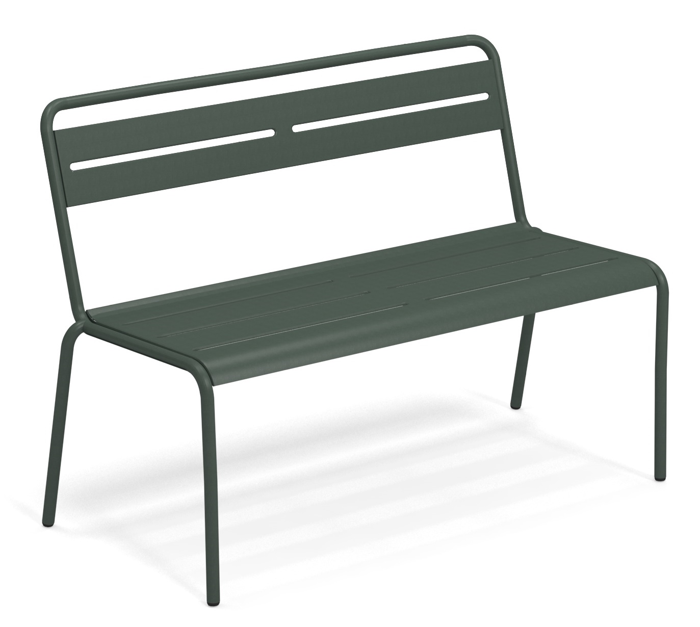 Grüne Emu Star Bench Gartenbank aus Metall, ideal für den Außenbereich und stilvolle Gartengestaltung.