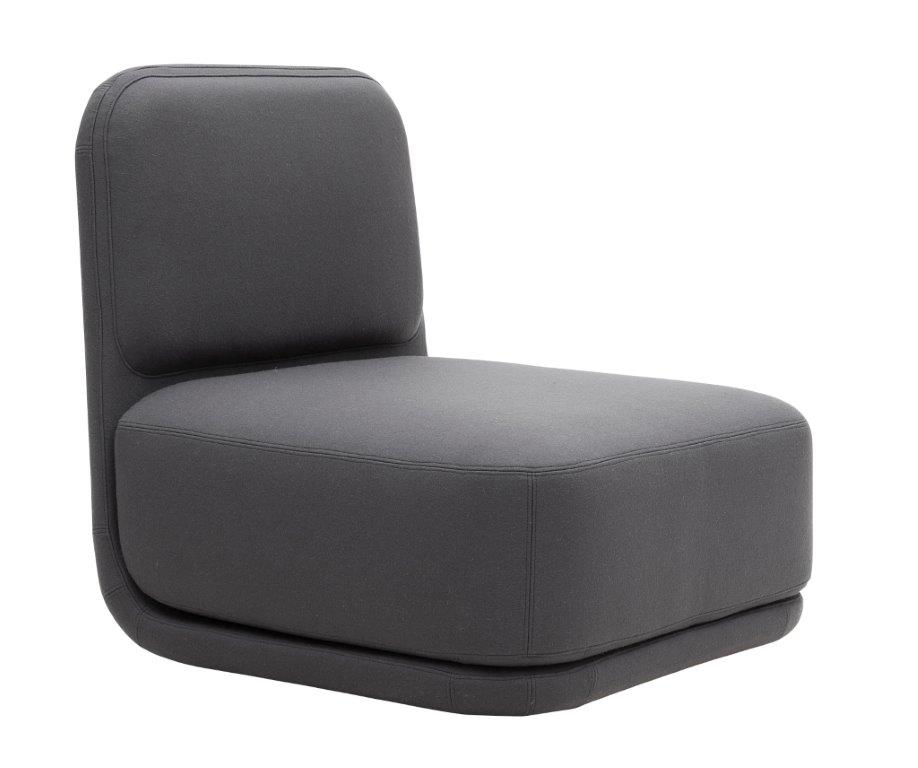 Grauer Softline Standby Sessel Medium, moderner Loungesessel für Wohnzimmer und Büro, Stoffbezug.