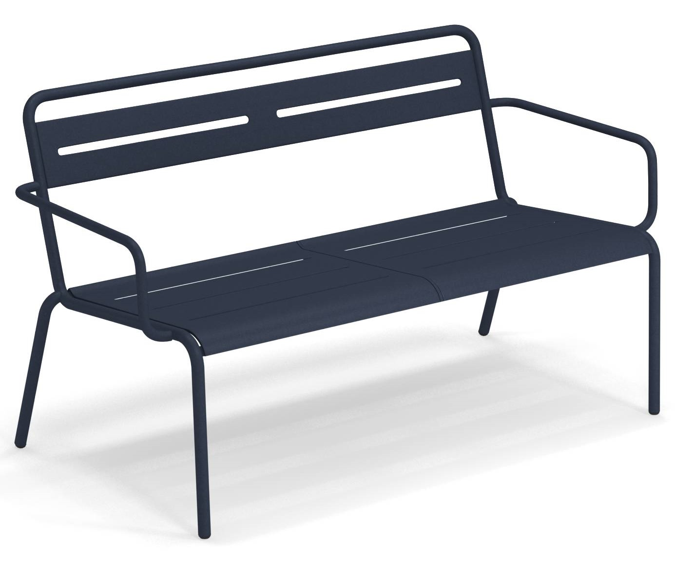 Blaues Star Sofa Outdoor von Emu, modernes Gartensofa aus Metall für den Außenbereich.