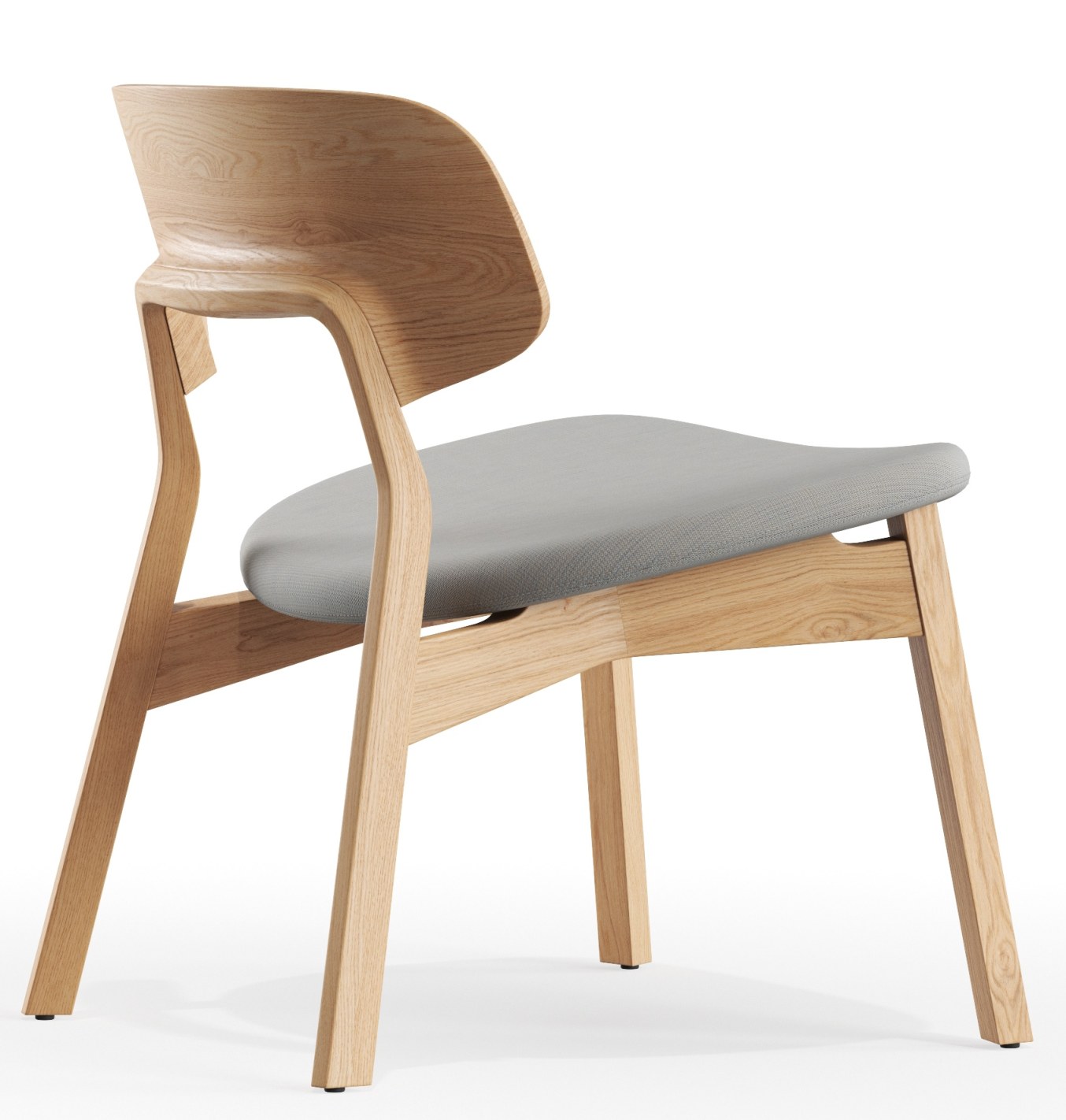 Nonoto Lounge Chair Cocktailsessel: Moderner Holzstuhl mit grauem Sitzpolster, ideal für Wohnzimmer und Wartebereiche.