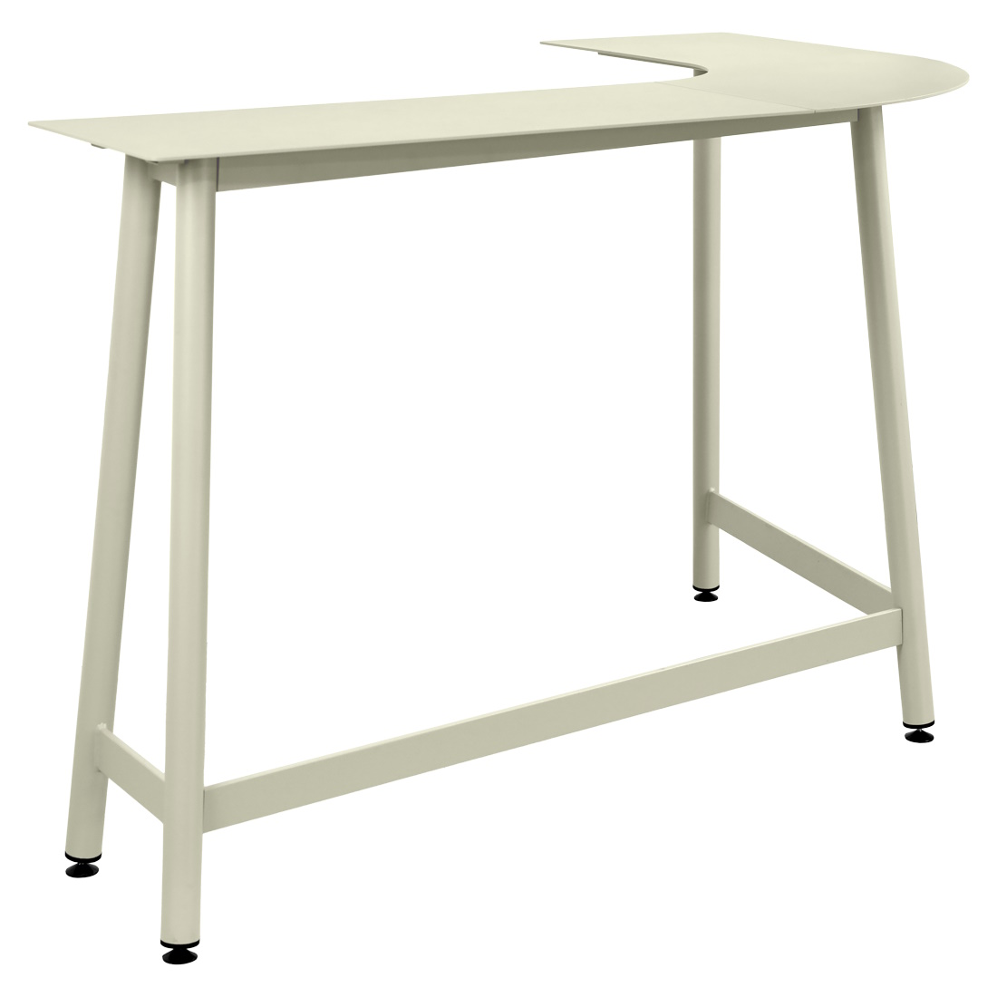 Bolder Theke Outdoor Fermob, moderne Stehtisch-Theke für den Außenbereich, pulverbeschichtetes Aluminium in hellem Beige.