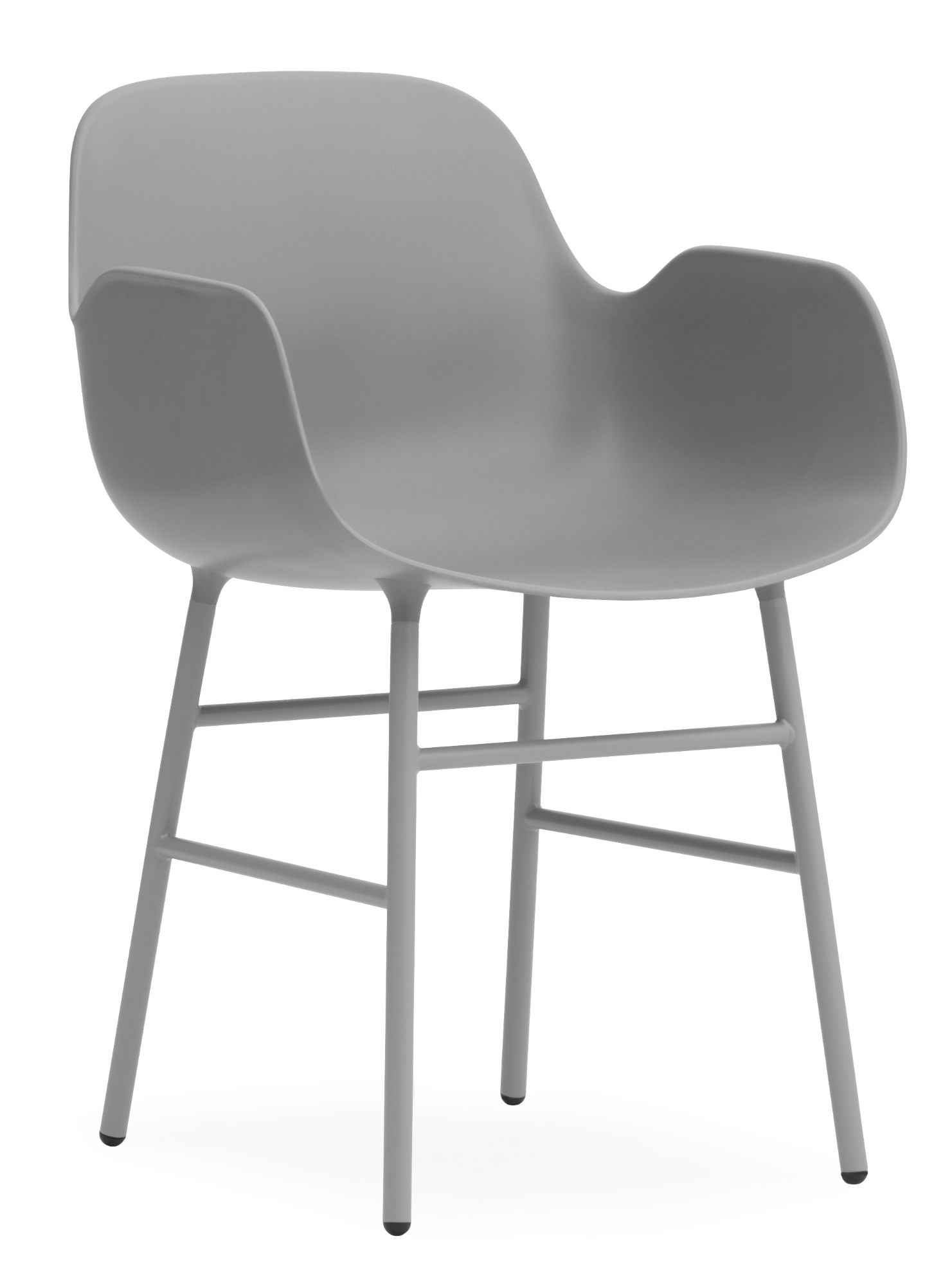 Grauer Form Armchair Lehnstuhl von Normann Copenhagen mit Stahlbeinen, moderner Designstuhl.