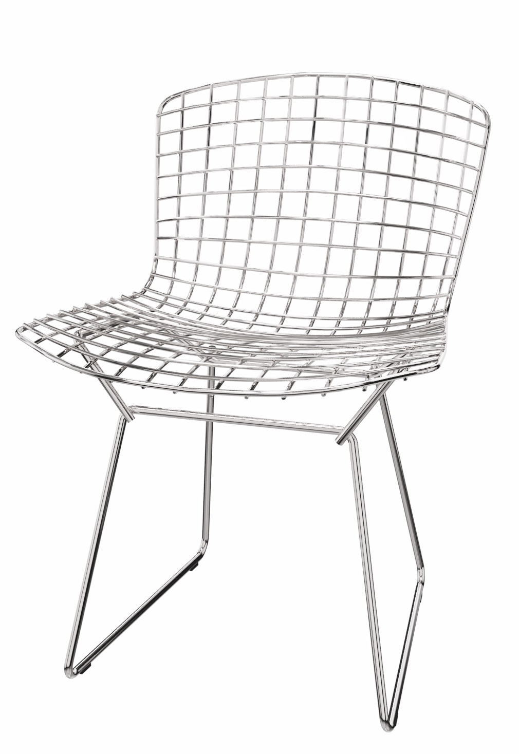 Bertoia Stuhl von Knoll International: Drahtstuhl aus verchromtem Stahl, moderner Designklassiker für Wohnen und Büro.