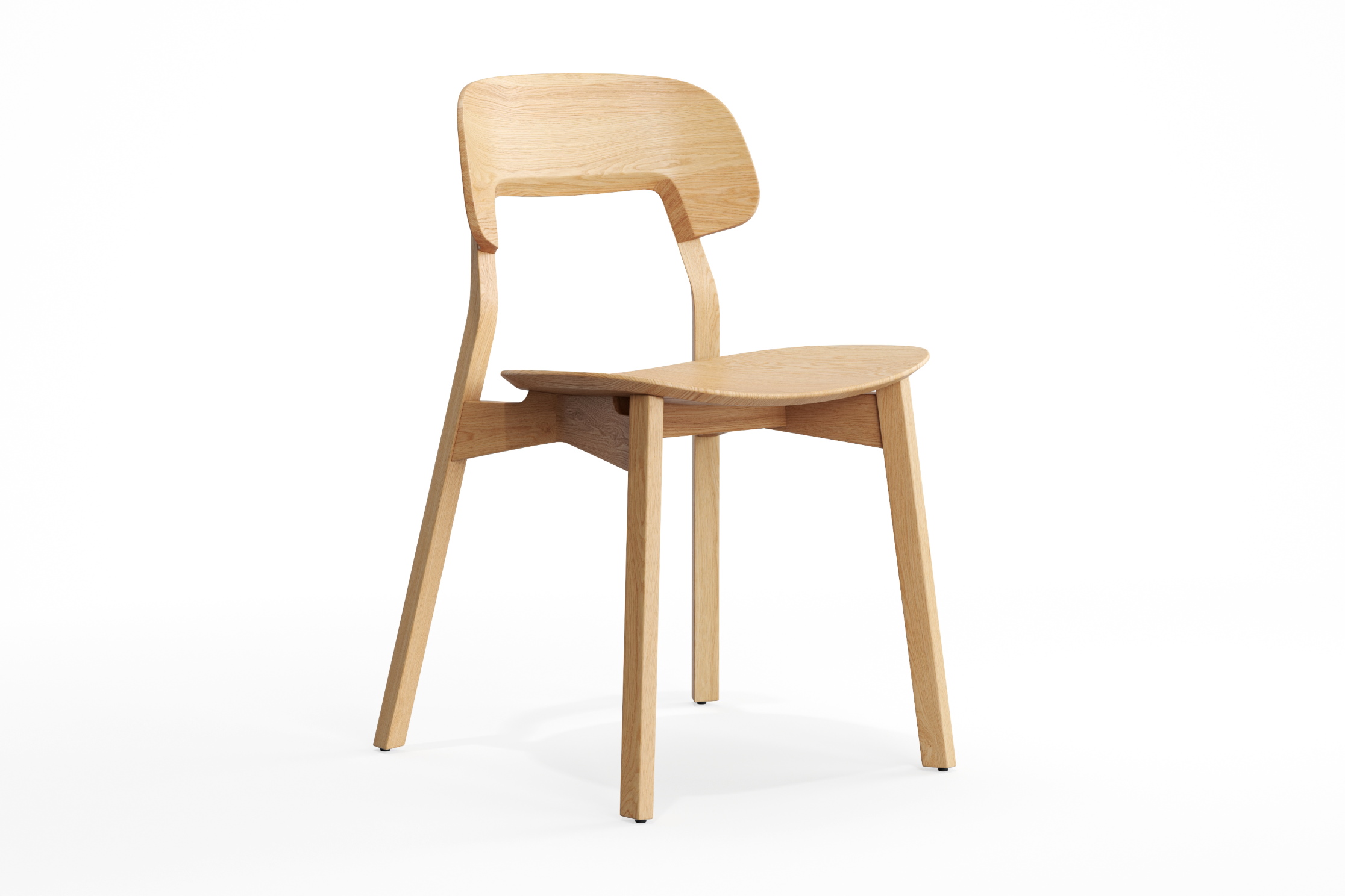Nonoto Stuhl aus Eiche: Moderner Holzstuhl mit geschwungener Rückenlehne und Sitzfläche.