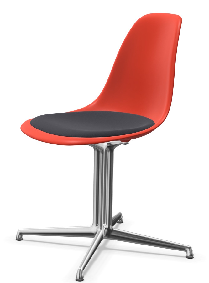 Eames Plastic Side Chair DSL RE stoel met zitkussen Vitra